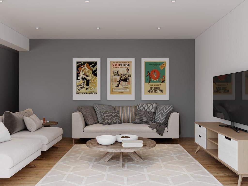 Modern prefab duplex Sooke British Columbia — living room 3
